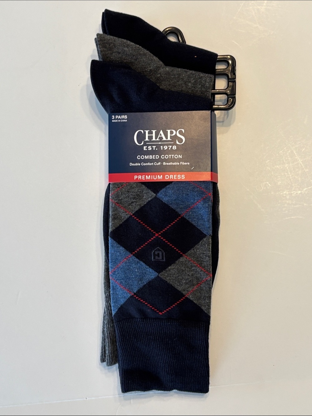 Chaps Men's 3 Pair Assorted Dress Socks